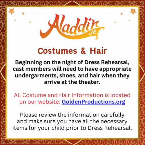 Aladdin Jr Costumes & Hair